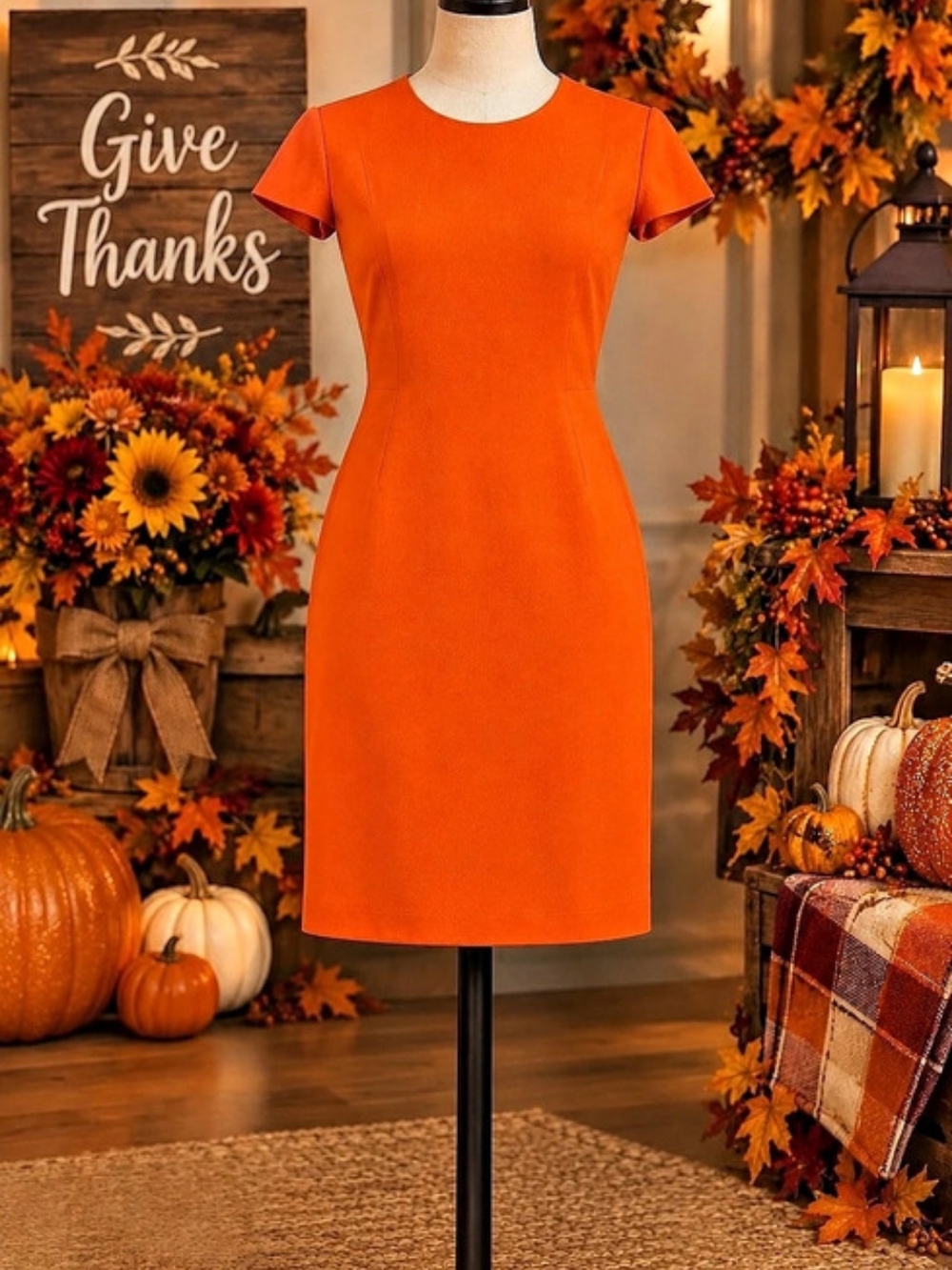 Orange Short Sleeve Mini Dress